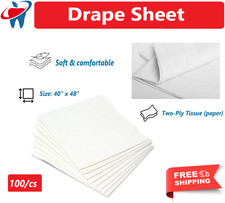 ¡ESTUCHE DE 100! GRANDES Hojas de Cortina de Examen de Paciente 40x48 Papel Blanco 2 Capas, Pañuelo! Prueba Sheets price