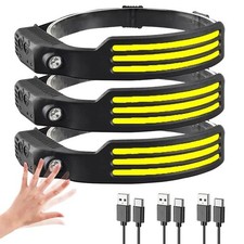 Linterna/Faro LED COB 230° 3 RECARGABLE con Sensor para Correr, Acampar Headlamp price