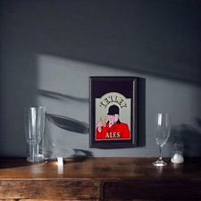 Espejo pequeño con marco de madera estilo Tetley Ales | Espejo de pub 33x23 cm ALES price