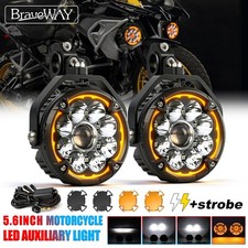 Pair LED Auxiliary Driving Spot Fog Lights Hi/low Beam Motorcycle Adventure Bike Aventura price