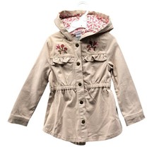 Gabardina de primavera con capucha Little Lass Girls 5T chaqueta utilitaria color tostado bordado Trench Abrigo de niña price