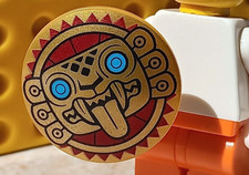 LEGO Jaguar Máscara Facial Protector ORO AZTECA Rojo Oscuro Sol Turquesa Ojos Mango Espalda Cara Shield y Mask price