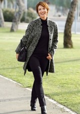 Abrigo de lana para mujer Abrigo de invierno clásico gris patrón de cebra tal... Abrigo de mujer price