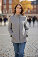 Chaqueta de lana mujer abrigo corto lana invierno chaqueta de invierno gris t... Abrigo de mujer price