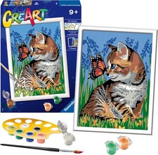 Kit Pintura Por Números Gato y Mariposa Ravensburger Lienzo Pintura 15 Pinturas Paints price