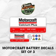 Ford Escort, Capri, Sierra, Cortina, Fiesta Motorcraft Battery Decal Set Cortina Set price