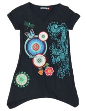 Vestido túnica gráfico Desigual niñas 11-12 años negro floral algodón DE03 Jersey de niña price