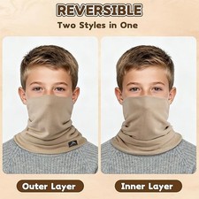 GXCROR Calentador de Cuello de Invierno para Niños, Polaina Polar Reversible Caqui Neck Warmer infantil price
