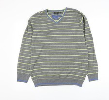 Jersey de algodón a rayas gris cuello en V George para hombre talla S Algodón price
