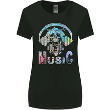 Camiseta De Mujer Con Calavera Y Auriculares Dance Tekno Auriculares de mujer price