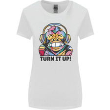 Turn It Up Monkey DJ Auriculares Música Mujeres Camiseta De Corte Más Amplio Auriculares de mujer price