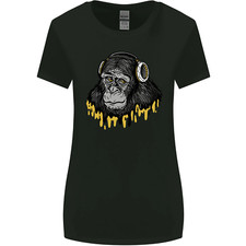 Monkey Dj Auriculares Música Camiseta De Corte Más Amplio Auriculares de mujer price
