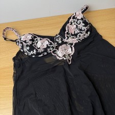 Babydoll Y2K Floral Bordado Malla Transparente 34B Chemise Coqueta Romántico Boudoir Babydoll price