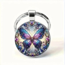 Llavero Mariposa Magenta Azul Púrpura Llavero Hecho a Mano Regalo Keychain price
