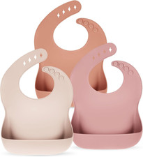 3 BABEROS DE SILICONA PARA BEBÉS NIÑOS AJUSTABLES PARA IMPERMEABLES SIN BPA Impermeable para bebé price