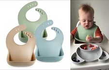 Juego de 3 baberos de silicona para bebés, impermeables, suaves, unisex, de 10. Impermeable para bebé price