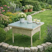 Mesa Auxiliar Poliratán de Jardín Consejo Tantisch Ratán para Balcón Beige Jardín Mesa price