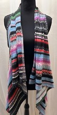 Chaleco Boho Cascada Mujer Pequeño Frente Abierto Colorido Rayas Tejido Plumero Cárdigan Cárdigan de mujer price