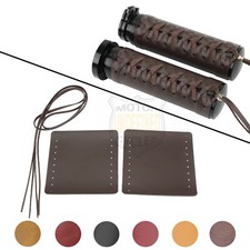 Motorcycle Handlebar Hand Grips Leather Covers For Harley Dyna Cafe Racer Indian Motorcycle Covers price