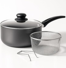 Sartén antiadherente para chips freidora de grasa profunda olla de cocina cesta para freír con tapa juego 22 cm Pot/ Pan Sets price