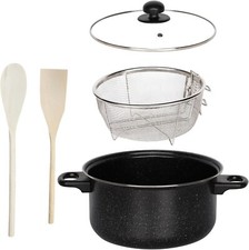 Juego de canastas antiadherentes negras para freidora de grasa profunda de 5 piezas 24 cm Pot/ Pan Sets price