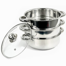 PLACA DE INDUCCIÓN VAPORERA 3 NIVELES MULTI VEGETAL OLLA SARTÉN JUEGO S/S ACERO CON TAPA Pot/ Pan Sets price