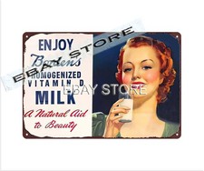 Jardín Exterior Garaje Tienda Productos Lácteos Vitamina D Leche Retro Estaño Letrero Placa Productos decorativos de jardín price