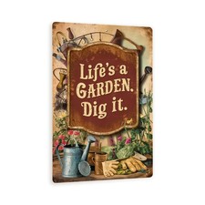 Letrero Life's a Garden Dig It 8x12 decoración rústica vintage blanco Productos decorativos de jardín price