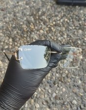 Cartier Big C Diamond Cut Clear Frameless Lens with Gold Frame Unisex Sunglasses price