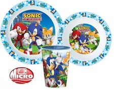 SONIC HEDGEHOG NIÑOS 3 PIEZAS CENA DESAYUNO SET PLATO TAZÓN TAZA SET MICROONDAS Breakfast Set price