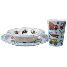 Juego de 3 Vehículos Infantil Cena Desayuno Set Melamina Plato Tazón Taza Breakfast Set price