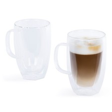 Juego de 2 tazas térmicas de doble pared LIVIVO tazas de té de café de vidrio giratorio Vaso/ Glass/ Coffee Set price