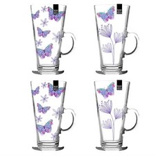 Juego de 4 vasos de café de vidrio transparente mariposa té chocolate cocina Vaso/ Glass/ Coffee Set price