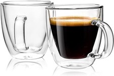 Tazas de café de vidrio de doble pared Stylusella 5 oz / 150 ml, juego de 2 café aislante Vaso/ Glass/ Coffee Set price