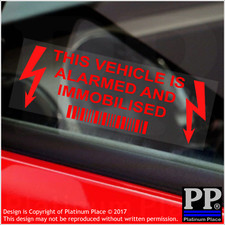 5 x Pegatinas de Seguridad Este Vehículo Coche Furgoneta Taxi Cabina Alarma e Inmovilizador ROJO Coche Alarma y Security price