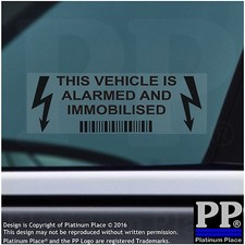 5 x Pegatinas de Seguridad Alarma e Inmovilizador Este Vehículo Coche Furgoneta Taxi Cabina NEGRAS Coche Alarma y Security price