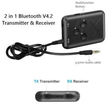 Receptor Bluetooth Transmisor 2 en 1 Estéreo APTX Inalámbrico Audio Auxiliar Adaptador Coche Coche Transmitters price