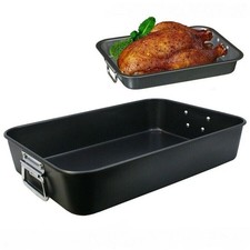 Bandeja grande profunda antiadherente para asar horno sartén plato carne pavo asas de hojalata Trays/ Hornear Dishes price