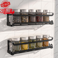 Paquete de 2 estantes de especias montados en la pared con ganchos para organización de cocina y autocaravana Spice Sets y Racks price