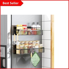 Juego de estante magnético para especias que ahorra espacio - 2 estantes y 4 ganchos para claridad de cocina Spice Sets y Racks price