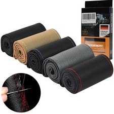 DIY Genuine Leather Steering Wheel Cover Wrap Non-slip Needle Thread 15 inch Car Funda de volante price