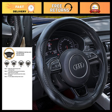 Heavy Duty Genuine Leather Steering Wheel Cover - Universal Fit 14.5-15 Inch, Bl Funda de volante price