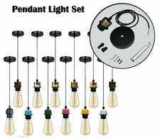 Juego de soporte de luz colgante E27 pantalla de colores bombilla kit de techo Reino Unido Pendant Light price