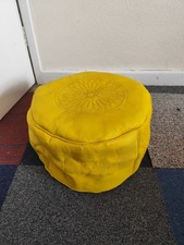 Puf amarillo marroquí hecho a mano de cuero genuino puf reposapiés nuevo Pouf price