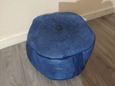 Puf Puf Hecho a Mano Azul Marroquí Cuero Genuino Puf Reposapiés Nuevo Pouf price