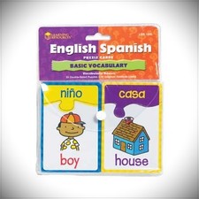 Juego de 20 tarjetas flash rompecabezas coloridas de doble cara vocabulario inglés español para niños Extranjero Idioma Cards price