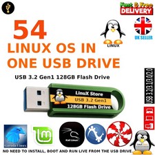 54 sistema operativo Linux en 128 GB de alta velocidad 3,2 Gen1 unidad flash USB, ejecución en vivo o instalación Commercial Software price