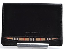 Estuche para tarjetas Burberry de lona de cuero negro beige marrón usado auténtico 13093 Card Soporte de hombre price