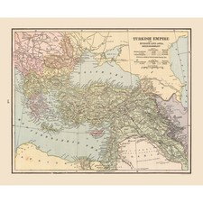 Mapa histórico - Imperio turco - Cram 1888 - Arte de pared vintage Turca Clásicos price
