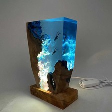 ✅Lámpara de resina de océano hecha a mano con buzos - Luz nocturna de madera epoxi única - Mar profundo Buzo para bebé price